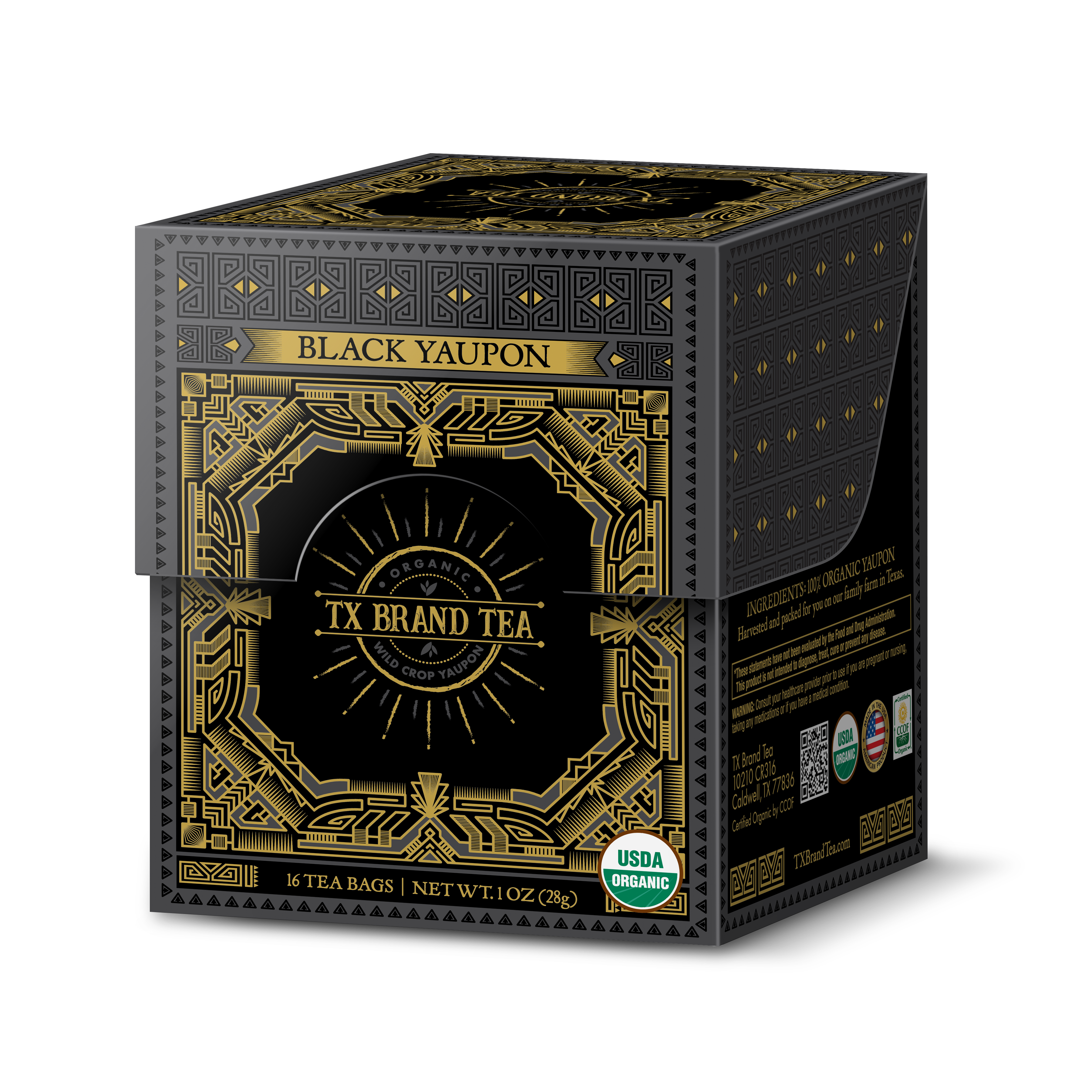 Organic Black Yaupon Tea, 16 Tea Bags – TX Brand Tea