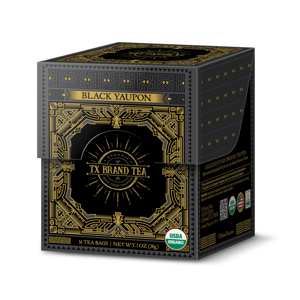 Organic Black Yaupon Tea, 16 Tea Bags