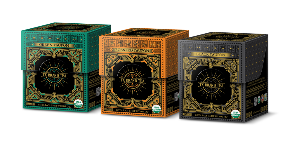 Organic Yaupon Tea Box Variety Pack, Green Yaupon Tea, Roasted Yaupon Tea & Black Yaupon Tea