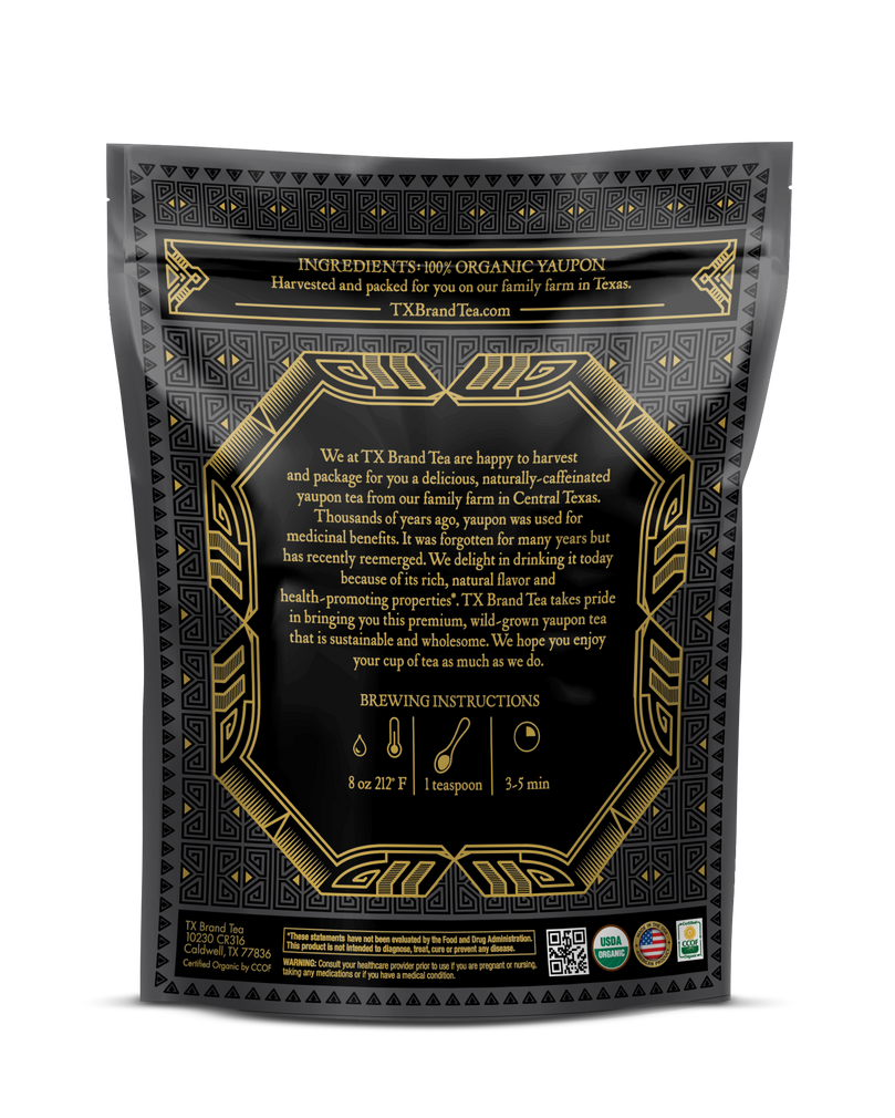 Organic Black Yaupon Tea, 2oz Loose Leaf Tea