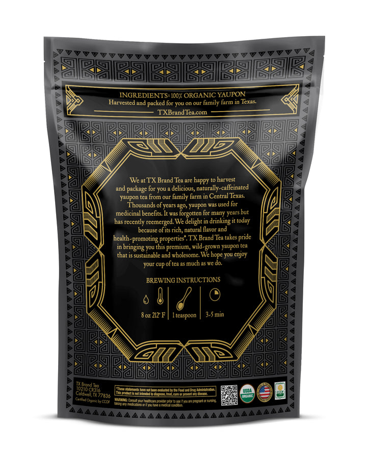 Organic Black Yaupon Tea, 4oz Loose Leaf Tea