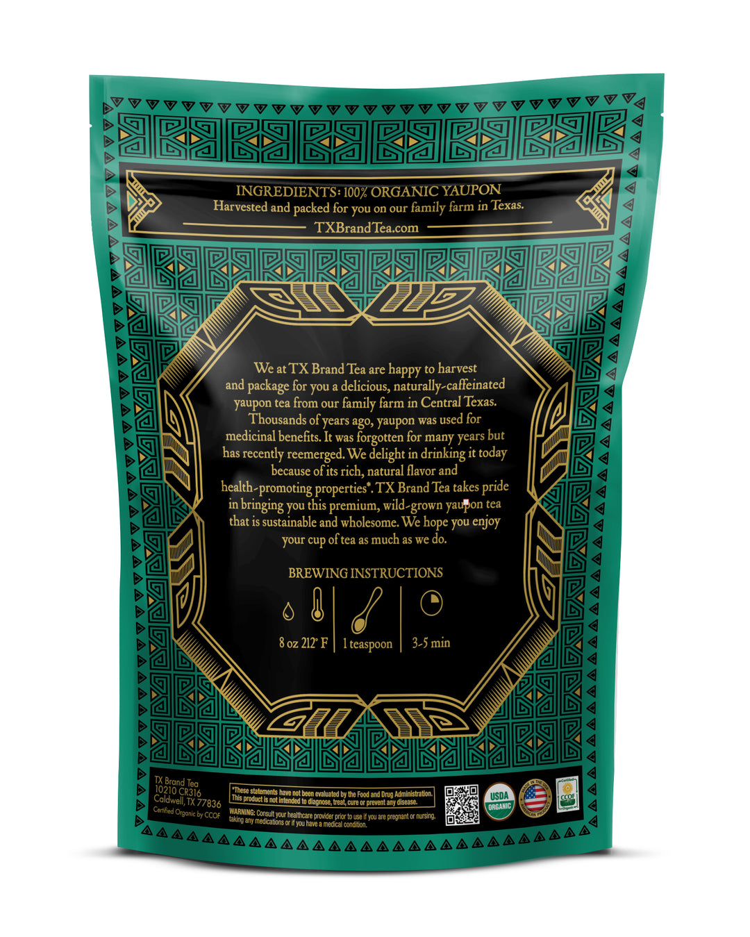 Organic Green Yaupon Tea, 4oz Loose Leaf Tea
