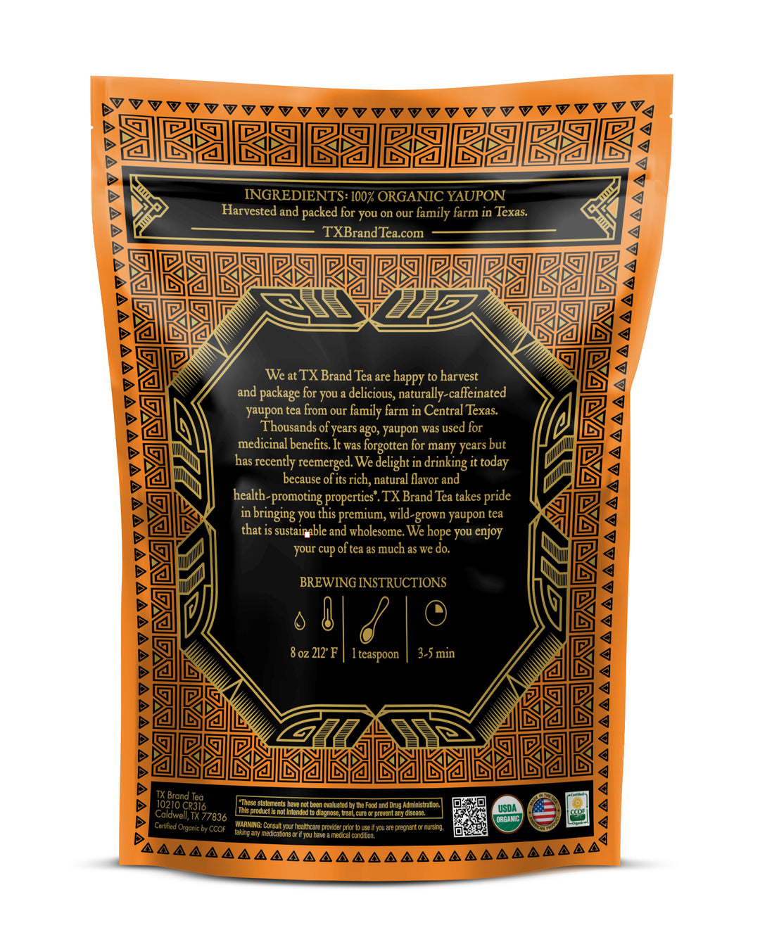 Organic Roasted Yaupon Tea, 4oz Loose Leaf Tea