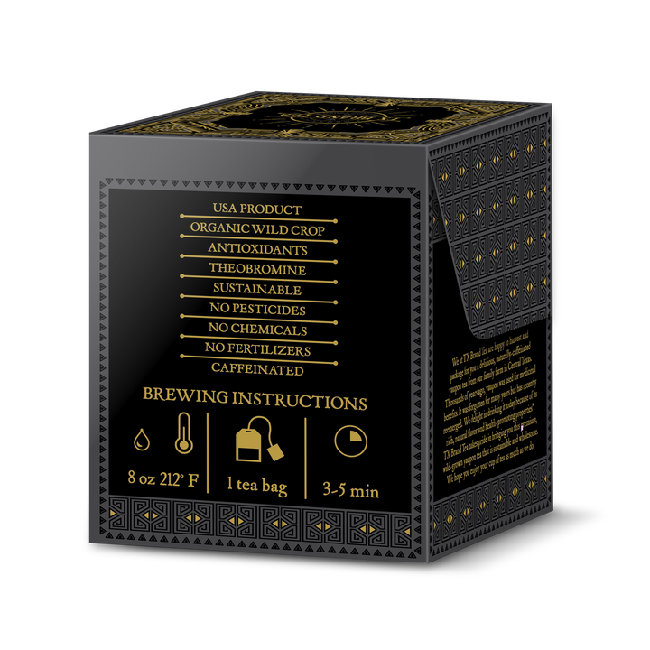 Organic Black Yaupon Tea, 16 Tea Bags